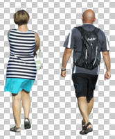 back, caucasian, cutout, cutout couples, cutout people, day, eye level view, people, summer, tourist, walking