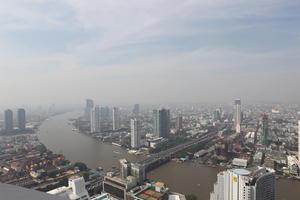 aerial view, autumn, Bangkok, cityscape, day, direct sunlight, elevated, Krung Thep Mahanakhon, natural light, open space, outdoors, river, road, sunny, Thailand