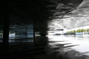 architecture, Barcelona, Cataluña, ceiling, day, eye level view, pavement, Spain, underpass