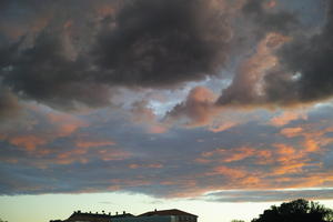 autumn, cloud, cloudy, Cumulus, evening, eye level view, natural light, open space, sky