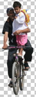 arabic, child, couple, cutout, cutout couples, cutout people, cycling, day, eye level view, family, front, summer, sunny