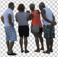 back, casual, cutout, cutout groups, cutout people, day, diffuse, diffused light, eye level view, group, people, standing, summer