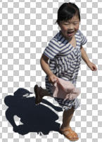 above, asian, child, cutout, cutout kids, cutout people, day, front, girl, looking down, running, summer, sunny