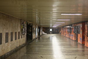 artificial lighting, ceiling, eye level view, floor, light, Poland, Poznan, underpass, Wielkopolskie