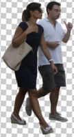 casual, caucasian, couple, cutout, cutout couples, cutout people, day, diffuse, diffused light, eye level view, side, summer, walking