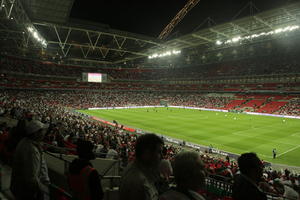 artificial lighting, ceiling, crowd, elevated, England, football pitch, London, people, stadium, The United Kingdom