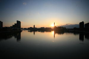 dusk, elevated, England, London, natural light, river, silhouette, sunset, The United Kingdom, winter