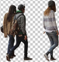 ambient light, back, casual, caucasian, cutout, cutout groups, cutout people, day, diffuse, diffused light, eye level view, group, natural light, people, spring, teenager, walking, youngster