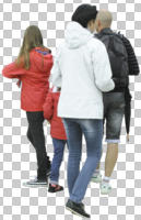 ambient light, back, casual, cutout, cutout groups, cutout people, day, diffuse, diffused light, eye level view, group, natural light, people, summer, walking