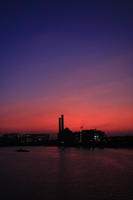 cityscape, clear, dusk, elevated, England, evening, eye level view, London, river, river thames, silhouette, sunset, The United Kingdom, twilight, winter