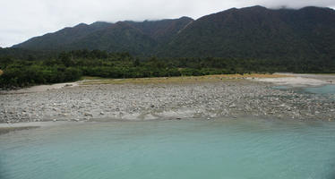 day, diffuse, diffused light, elevated, mountain, natural light, New Zealand, overcast, river, summer, West Coast