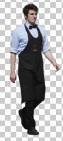 cutout, cutout men, cutout people, day, eye level view, front, male, man, spring, sunny, waiter, walking