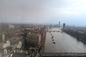 aerial view, bridge, city, day, England, London, river, spring, sunny, The United Kingdom, urban