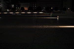 artificial lighting, city, Croatia, eye level view, night, pavement, pavement, paving, plaza, spring, wet, Zadar, Zadarska