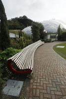 autumn, bench, day, diffuse, diffused light, Eden Project, England, eye level view, garden, path, pavement, The United Kingdom