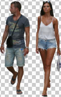 ambient light, casual, caucasian, couple, cutout, cutout couples, cutout people, day, eye level view, front, summer, walking