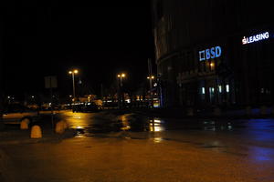 artificial lighting, building, city, Croatia, eye level view, night, spring, street, urban, wet, Zadar, Zadarska