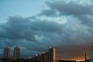 building, dusk, England, eye level view, London, overcast, residential, sky, sunset, The United Kingdom