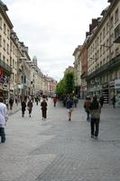 Amiens, day, eye level view, France, group, overcast, pavement, people, Picardie, shopping, street, vegetation, walking