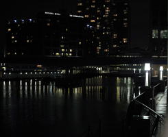 artificial lighting, cityscape, England, eye level view, London, night, reflected, river, The United Kingdom