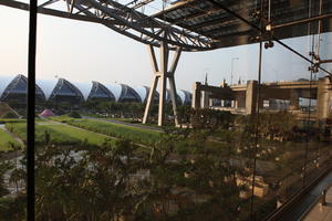 Bangkok, building, dusk, elevated, garden, grass, Krung Thep Mahanakhon, potted plant, structure, Thailand