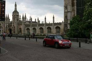 afternoon, bollard, Cambridge, car, day, England, eye level view, pavement, spring, The United Kingdom, transport