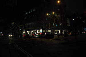 artificial lighting, city, cityscape, England, eye level view, London, night, street, The United Kingdom