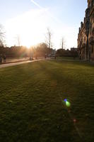 bright, building, dusk, England, eye level view, grass, Oxford, The United Kingdom, vegetation, winter