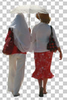 back, casual, caucasian, couple, cutout, cutout couples, cutout people, day, eye level view, summer, sunny, walking, woman