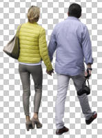 back, caucasian, couple, cutout, cutout couples, cutout people, day, diffuse, diffused light, eye level view, people, spring, walking