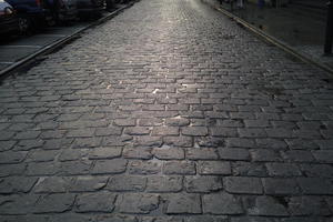 above, ambient light, day, diffuse, diffused light, elevated, natural light, pavement, Poland, road, spring, street, wet