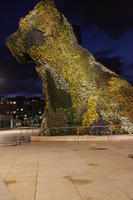 art, artificial lighting, Bilbao, eye level view, night, Pais Vasco, pavement, sculpture, Spain