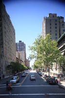 building, car, day, elevated, Manhattan, New York, people, street, summer, sunny, The United States, tree, vegetation, walking