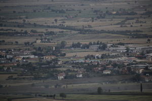 ambient light, Cortona, day, elevated, Italia , natural light, overcast, summer, Toscana, town, valley