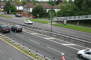 car, day, elevated, England, grass, guardrail, London, natural light, road, The United Kingdom, vegetation