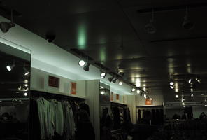 artificial lighting, ceiling, clothing, England, eye level view, indoor lighting, interior, London, retail, shop, The United Kingdom