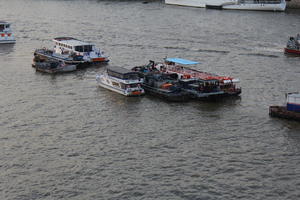 autumn, boat, day, diffuse, diffused light, elevated, England, London, river, The United Kingdom