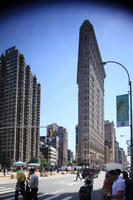 architecture, crossing, crowd, day, eye level view, Manhattan, New York, people, sign, skyscraper, street, summer, The United States, traffic light