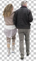 back, casual, caucasian, couple, cutout, cutout couples, cutout people, day, diffuse, diffused light, eye level view, walking, winter