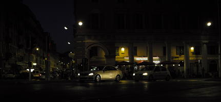 artificial lighting, car, city lights, evening, eye level view, France, Nice, night, Provence Alpes Cote D