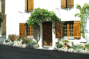 Chateauneuf, day, door, eye level view, facade, flower, France, Provence Alpes Cote D