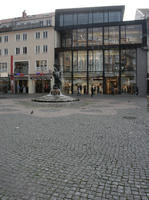 afternoon, artificial lighting, Braunschweig, day, Deutschland, eye level view, fountain, natural light, Niedersachsen, pavement, retail, shop, summer