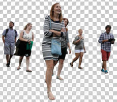 casual, caucasian, cutout, cutout groups, cutout people, day, diffuse, diffused light, eye level view, front, group, natural light, people, summer, walking