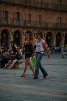 Castilla y Leon, casual, caucasian, day, eye level view, group, people, plaza, Salamanca, Spain, summer, sunlight, sunny, sunshine, walking, woman