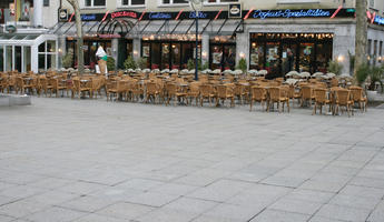 cafe, chair, day, Deutschland, Dortmund, eye level view, furniture, Nordrhein-Westfalen, overcast, pavement