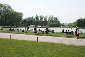 bush, day, eye level view, France, grass, group, Ile-De-France, landmarks, Palace of Versailles, Paris, park, path, people, sitting, spring, summer, summer, sunny, tree, vegetation