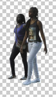 African, cutout, cutout couples, cutout people, day, eye level view, female, people, summer, three-quarter, walking