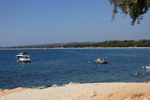 beach, boat, Croatia, day, eye level view, seascape, speedboat, summer, sunlight, sunny, sunshine, tree, vegetation, Zadarska