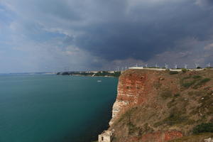 Bulgaria, cliff, coastline, day, elevated, overcast, seascape, Varna