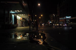 artificial lighting, city lights, England, eye level view, London, night, shop, spring, street, The United Kingdom, traffic, urban